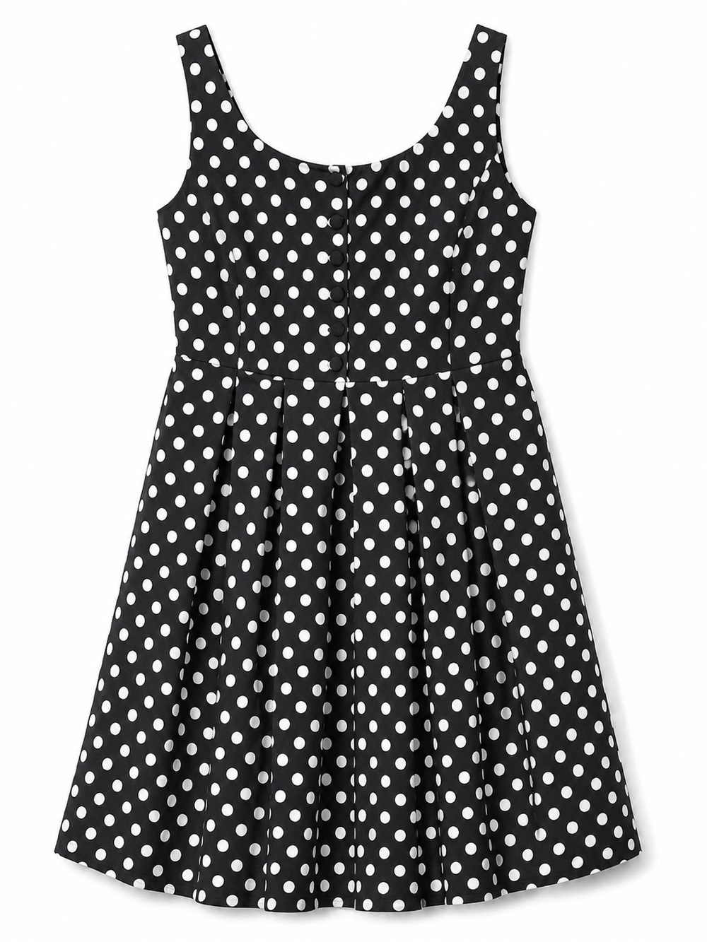 American Rag Cie Black White Polka Dot Fit Flare Dress M a197